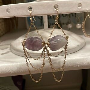 Purple stone statement earrings